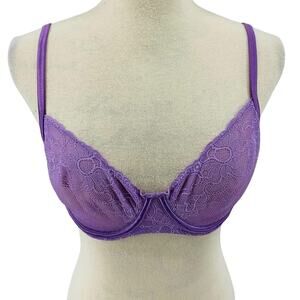 Victoria's Secret Unlined Purple Lace Underwire Bra 34D